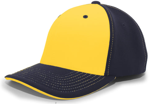 Pacific Headwear M2 Performance Contrast Flexfit® Cap (398F), Color 'GoldNavyNavy'
